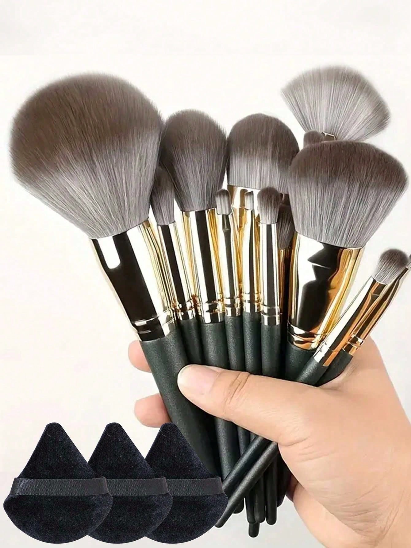مجموعة فرشاة مكياج 14pcs برو ، فرش ظلال العيون ذات الشعر الناعم ، فرشاة الكنتوري ، فرشاة أحمر الخدود ، فرشاة المكياج للمبتدئين مع خلاط الإسفنج 3 مساءً ، هدية مثالية