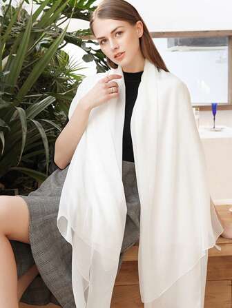 1 件女士沙滩配饰糖果色雪纺透气围巾，时尚多功能披肩/沙滩罩衫适合所有季节，适合旅行、度假、比基尼和日常服装配饰