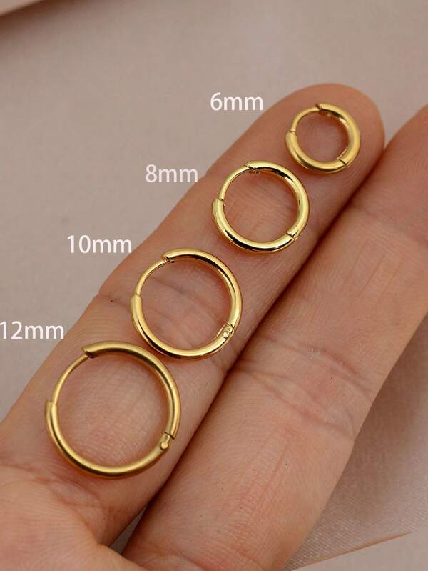6Pcs 6/8/10mm Brincos de Argola Pequenos Para Mulheres Homens Cor Prata Aço Inoxidável Círculo Redondo Brincos Huggie Orelha Hélice Cartilagem Rook Snug Daith Tragus Conch Lobe Piercing