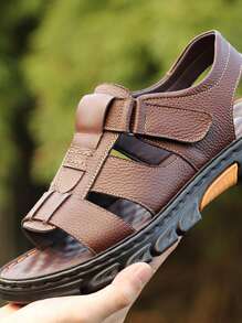 2025 新款男士休闲真皮凉鞋软底沙滩拖鞋驾车人字拖