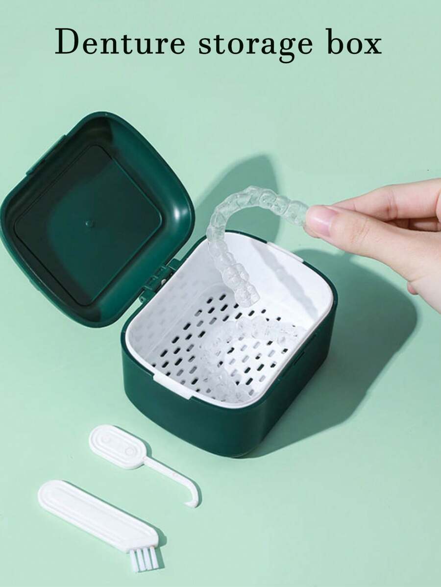 Hộp đựng răng giả và khay niềng răng di động và dễ vệ sinh có bộ lọc, hộp chăm sóc răng miệng cho niềng răng và khay niềng răng, món quà hoàn hảo cho cha mẹ và người lớn tuổi - Nhiều màu - Xem 1