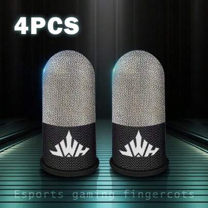 2 Pairs Gaming Finger Gloves Sleeves, 0.3MM Silver Fiber, Anti Sweat, Extremely Thin, Breathable Touchscreen Dedales Gamer Finger Cover Thumb Sleeve Fit Phone Game Tablet Devices.
