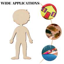 5pcs Wooden Boy & Girl Decorative Pieces, Children's DIY Painting Wood Craft Decoration