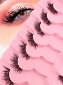 7 paar transparante halve wimpers met natuurlijke look, luchtige kattenooglook, korte accentwimpers, hoekwimpers, 3/4 wimpers, herbruikbare wimpers, verpakking
