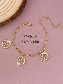 1pc Fashion Twelve Constellation Bracelet Personalized And Versatile Round Hollow Bracelet Student Couple Gift, Gemini, Leo, Capricorn, Metal Bracelet Twelve Constellation Couple Bracelet