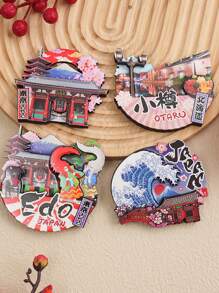 1 件日本城市 3D 环氧磁性冰箱贴