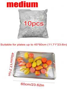 10/50/100 Pcs Large Size Transparent Food Cover Dome: Suitable For A+B Size Trays Less Than 70 Cm/27.6 Inch, Kitchen Storage, Bread Freshness, Food Storage, Kitchen Organizers, Kitchen Accessories, Tools