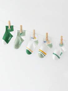 5 双儿童薄款网眼透气短袜，可爱婴儿袜子，夏季 - 綠色 - 查看 2