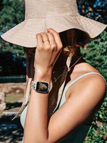 Correa Compatible con de 40 mm, 41 mm, 38 mm, 42 mm, 44 mm, 45 mm, 46 mm, 49 mm para Mujer, de dos tonos estilo leopardo grabado, de silicona suave con estampado de guepardo, compatible con Iwatch Series 10, 9, 8, 7, 6, 5, 4, 3, 2, 1 y SE Ultra