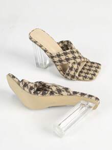 Sandales à talons hauts cristallins polyvalents pour femmes
