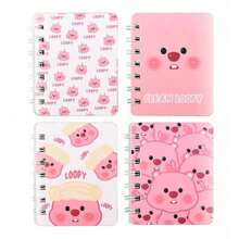 4 Books/SetSpiral Notebook - Cute Cartoon Design, A7 Notebook, Thick Paper, Spiral Notebook, Daily Stationery