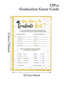 12pcs Graduation Season Game Cards, Who Knows The Graduate Best Party Game Cards, Celebrate Graduation Party Fun Activities, Congratulaions Graduation Party Tabletop Decorations, Graduation Season Games, Graduation Season Gifts