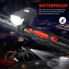 NetHong 2PCS Bike LED Rechargeable Front And Back Light Set Bicycle USB Waterproof Headlight - Black - View 6