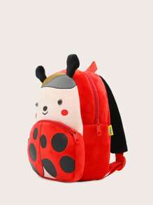 1pc Cartoon Red Ladybug Plush Backpack For Boys And Girls, Daily Use - Red - View 4