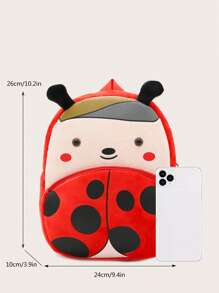 1pc Cartoon Red Ladybug Plush Backpack For Boys And Girls, Daily Use - Red - View 2