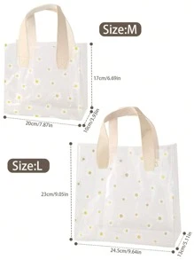 1/5/10pcs Thickened Transparent Pvc Gift Bag,Handbag,Women Tote Bag,Daisy Flower Printed Gift Packaging Bag,Wedding Gift Handbag,Shopping Bag, Gift Packaging Bag, Party Holiday Decor, Daily Storage Bag,Suitable For Shopping, Wedding, Birthday Party, Souvenir, Etc(2 Sizes Available)