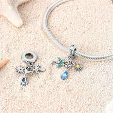 925 Sterling Silver Ocean Fish And Sea Turtle Starfish Series Charms Blue Glass Beads Ocean Crystal Charms Starfish And Crab Charms Coconut Tree Beach Holiday Jewelry Suitable For Women's Bracelets DIY Jewelry Making And Beach Clothing Matching Jewelry Decoration Women's Jewelry Gifts - Multicolor - View 6