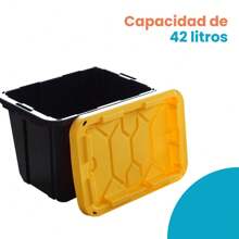 Kit 2 Cajas Almacenamiento 42L Tapa Multiusos Resitente - Amarillo - Ver 6