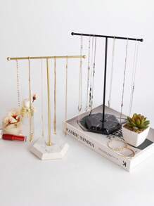 1个T型金属首饰架，可展示项链/手链/手表，适用于卧室梳妆台/书房/橱柜，母亲节礼物 - 彩色 - 查看 6