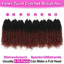 12 Inch 1 Pack Yanky Twist Crochet Hair Pre-Twisted Fluffy Spring Yankee Twist With Curly Crochet Hair For Women Crochet Hair Pre Looped Synthetic Hair Extension - Multicolor - View 4