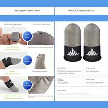 2 Pairs Gaming Finger Gloves Sleeves, 0.3MM Silver Fiber, Anti Sweat, Extremely Thin, Breathable Touchscreen Dedales Gamer Finger Cover Thumb Sleeve Fit Phone Game Tablet Devices. - Multicolor - View 4