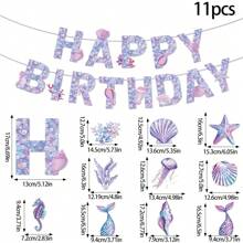 1set Purple Mermaid Birthday Decorations, Mermaid Party Decorations, Under The Sea Mermaid Party Supplies, Mermaid Birthday Banner And Mermaid Hanging Swirl For Birthday Party Decorations - Purple - View 2