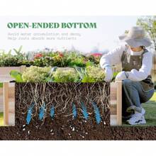 H-Shaped 12x12x2 FT Wooden Raised Garden Bed, Double-Layer Planter Box With 180 Cu.Ft Capacity, Perfect For Patio And Backyard Gardening - Wood - View 2