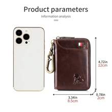 Top Grain Leather Keychain, Waist-Hung Access Card & Anti-Theft Real Leather Key Holder, 2-In-1 Coin Purse, Multi-Card Slots Short Wallet, Suitable As Gifts For Valentine's Day, Father's Day, Teachers' Day, Back To School, Graduation, And Christmas
