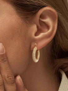 1 Par de Magníficos Pendientes de Aro Joyas para Mujer Auténtica Plata de Ley 925 Pendientes de Zirconia Retro Regalo de Fiesta Joyería Fina