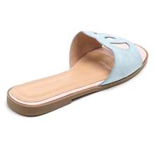 Women's Casual Versatile Flat Slide Sandals - Blue - View 4