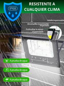 Reflector Solar con Control Remoto para Cambio de Iluminación Impermeable 68 Resistente a Cualquier Clima y a Golpes con Batería de Litio Luz Solar Fotosensible Energía Limpia con Celda Solar Eco Amigable - Negro - Ver 6