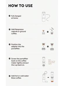 Black /Green Portable Heating Coffee Machine Wireless Electric Coffee Maker Fit Capsule Powder & French Press Pot For Car