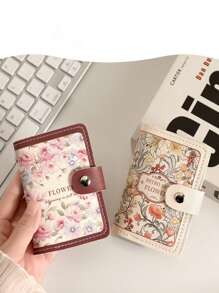 1pc Women Cute Leather Card Holder, Suitable For ID Card, Name Card, Bank Card, Credit Card For Women, Teenagers, Girls, Floral Print, Modern Design