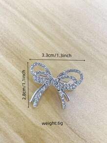 1pc Fashion Elegant Sparkling Double Bow Brooch, Pearl & Rhinestone Geometric Clothing Accessory