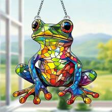 1 件 2D 亚克力青蛙捕光器，花园装饰捕光器（7.87 英寸 * 7.87 英寸），窗户悬挂，花园、门廊、客厅、卧室、办公室、房间装饰的奇特装饰，送给青蛙爱好者、自然爱好者、朋友和家人的礼物