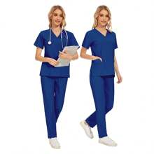 Scrub Uniforme para Médico, Doctor, Doctora, Enfermero, Enfermera, Veterinario, Veterinaria - azul real - Ver 1