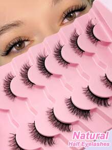 Rikuaild 7 Pairs Half Eyelashes Fluffy Natural Lashes Curl Cat Eye Effect False Eyelashes Soft Lightweight Reusable Lashes Suitable For Daily Wear - Natural Lashes - View 1