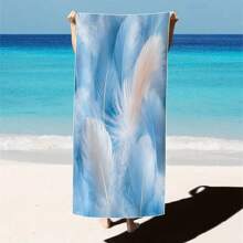 1pc Feather Pattern Extra Large Beach Towel - Soft, Light-Weight, Absorbent Polyester Bath Towel, Suitable For Travel, Swimming, Camping, Yoga, Beach Party, Fitness And Seaside Vacation, Perfect Gift For Family And Friends Mother's Day Flowers, Personalized Gifts For Mom, Last Minute Gifts, Mother's Day Ideas, Mothering Sunday Gifts, Handmade Cards For Mum, Best Mother's Day Gifts Under $50 Summer, Holiday