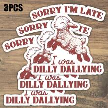 1 件对不起我迟到了我犹豫不决贴纸，复古动物谚语，有趣的树懒和绵羊贴纸，适用于保险杠、笔记本、水瓶、钢琴，完美的朋友礼物 - 彩色 - 查看 11