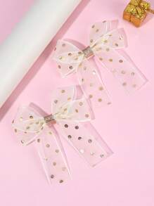 2 szt. Kokarda do włosów z nadrukiem w kropki dla kobiet, beżowa siateczka, spinki krokodylkowe, eleganckie dziewczęce kokardy do warkoczyków, spinki do włosów, wiosenne spinki do włosów, damskie akcesoria do włosów