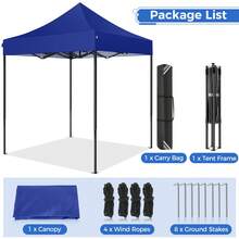 CAROMA Gazebo pieghevole 2x2 impermeabile, stabile, resistente all'inverno senza parete laterale, gazebo pieghevole, tenda da festa, gazebo da giardino con protezione solare, gazebo pieghevole con borsa (2 x 2 m blu)