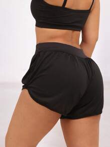 Women Sports Shorts - 玫紅色 - 查看 6