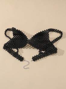 1 pièce Élégante chaîne de corps en faux perles - Accessoire de luxe en résine, convient pour le mariage et les tenues de fête, toutes saisons