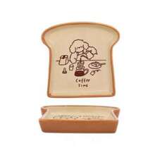 1 件装吐司可爱小狗插画盘子甜点盘子水果盘子面包形状创意陶瓷盘子 - 彩色 - 查看 11