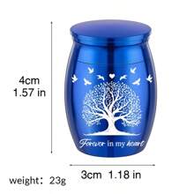 1.57 英寸小型骨灰瓮，生命之树铝制迷你骨灰瓮，人类/宠物骨灰火葬瓮，骨灰盒，小型纪念品瓮-永远在我心中 - 彩色 - 查看 2