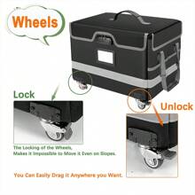 Flame Resistant File Organizer With Lock With Wheels File Box File Organizer - Waterproof File Antistatic, Foldable, Secure Zipper Closure, Portable Office Home File Box With Reflective Strips Can Be Used For Important Hooked Letters, Legal Documents, Storing Book Items, Green - Black - View 3