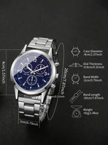 1pc Men's Fashion Business 3-Eye Numeric Scale Dial Classic Quartz Wrist Watch, Not Including Watch Box