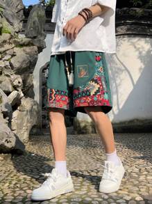 Quần short nam thêu họa tiết có túi, quần short mùa hè dáng casual có dây rút, size hơi nhỏ, thích hợp mặc ngoài trời và đi biển mùa hè, rất thích hợp làm quà tặng. - màu xanh lá - Xem 4