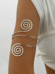 1 件时尚几何螺旋环绕式开口手镯，适合女士，金属光滑个性化臂环，适合日常、派对、节日佩戴，是馈赠佳品 - 手鐲 - 查看 8