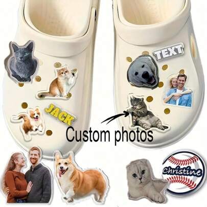 1pc Personalized Acrylic Shoe Charm, Custom Photo Of Couple, Pet Portrait, Fit For Hollow Out Clogs Shoes, Fashionable Vacation Style, Casual Home Gift,Dawg,Engraved,Durable,Stainless,Colorful,Cute,Adorable,Funny,Kawaii,Y2K,Stylish,Unisex,Casual,Custom,Personalized,Unique,Customized,Ideal Gifts For Him,Ideal Gifts For Her,Her,Boyfriend,Girlfriend,Family,Friends,Children,For Anniversaries,For Birthdays,For Graduation,For Housewarming,For Weddings,Bag Charms